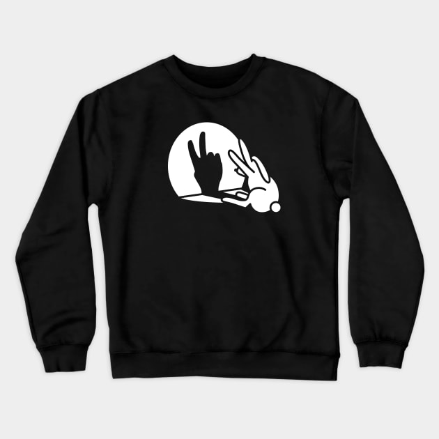 Funny rabbit hare shadow hand victory peace V sign Crewneck Sweatshirt by LaundryFactory